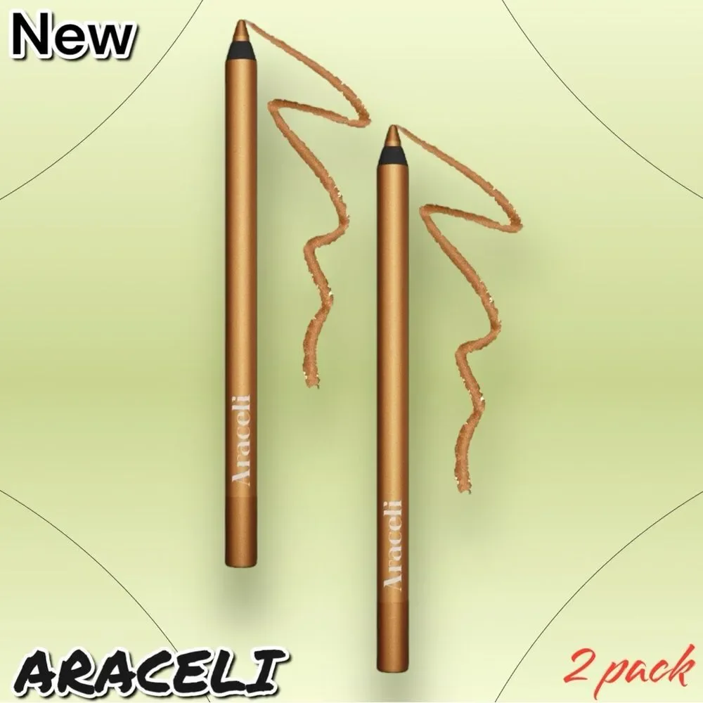 New ARACELI Ojos Perfectos Gel Pencil Eyeliner Makeup - Gold - 2 pack